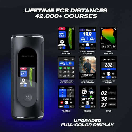 Blue Tees Golf Player Pro GPS Speaker, New 2026 Release, AI Powered Golf Speaker, 42,000+ Courses, Visual, Audible & Hazard Distances,10+ Hour Battery, Magnetic Mount, IP67 Waterproof